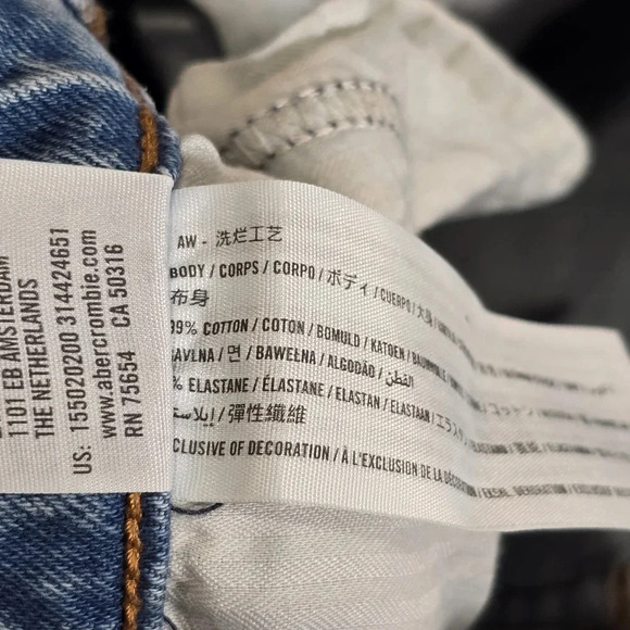 Abercrombie & Fitch Jeans Women 24/00R High Rise Mom‎ Stretch Denim Destroyed - Picture 13 of 14